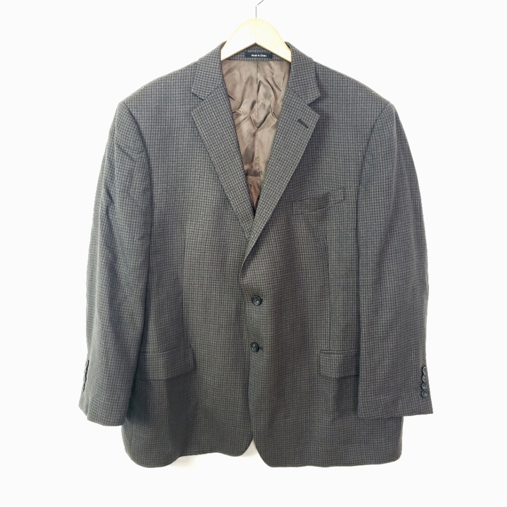 Joseph & Feiss Gold brown navy check wool blazer 46S